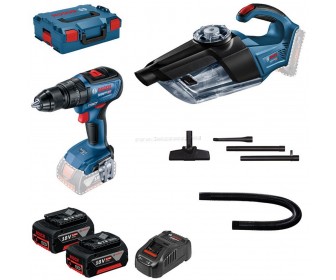 Set de instrumente cu acumulator Bosch GSB 18V-50 + GAS 18V-1 + GBA 18V 5.0Ah x 2 +  GAL 1880 CV+ Case