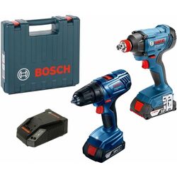 Set scule cu acumulator Bosch GSR 180-Li + GDX 180-Li + GBA 18V 1.5Ahx2 + Case