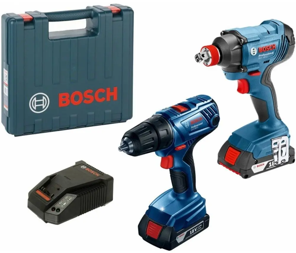 Set scule cu acumulator Bosch GSR 180-Li + GDX 180-Li + GBA 18V 1.5Ahx2 + Case