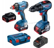 Набор аккумуляторных инструментов Bosch GSR 18V-50 + GDX 180-LI + CoolPack 5Ahх3 + L-Boxx