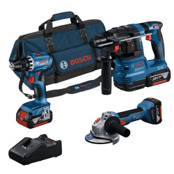 Set instrumente cu acumulator Bosch Professional Set Combi GSR18V-45 + GWS18V-8 + GBH18V-22 + 3xGBA 18V 4.0Ah + GAL18 (0615A5007L)