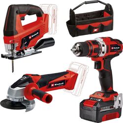 Set de instrumente cu acumulator Einhell TC-AG 18/115 Li + TC-JS 18 Li + TE-CD 18/40 Li + 1x4Ah PXC + Bag 45/22