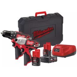 Set de instrumente cu acumulator Milwaukee M12 BPP2B-421C