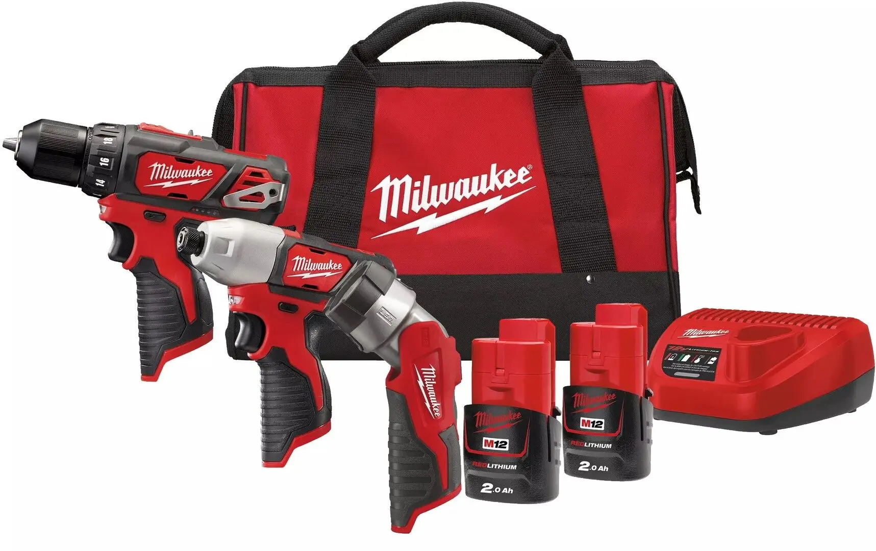 Set de instrumente cu acumulator Milwaukee M12 BPP3A-202B
