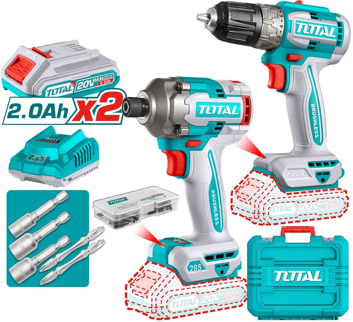 Set instrumente cu acumulator Total TCKLI20272