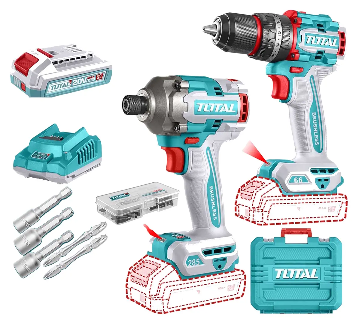Set instrumente cu acumulator Total TCKLI20277