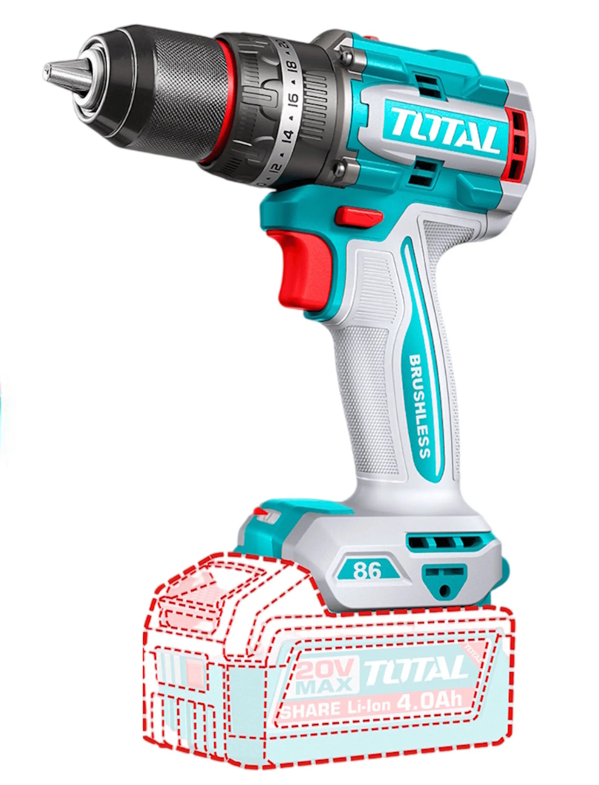 Set instrumente cu acumulator Total TOSLI251082 - 3