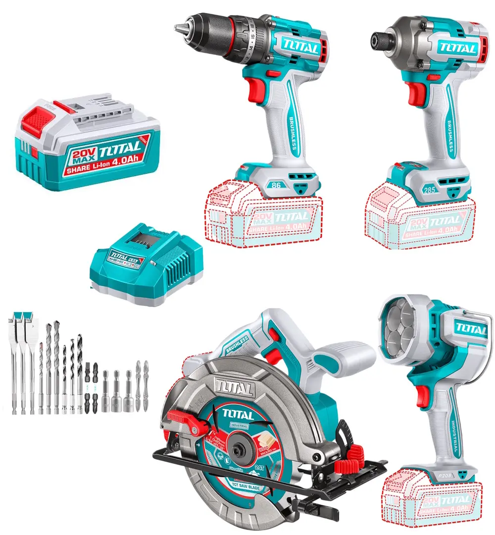 Set instrumente cu acumulator Total TOSLI251082