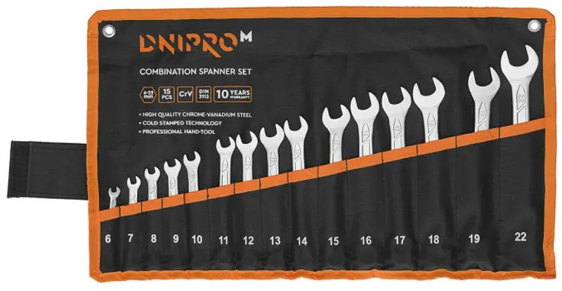 Набор ключей Dnipro-M CR-V 6-19/22 15шт