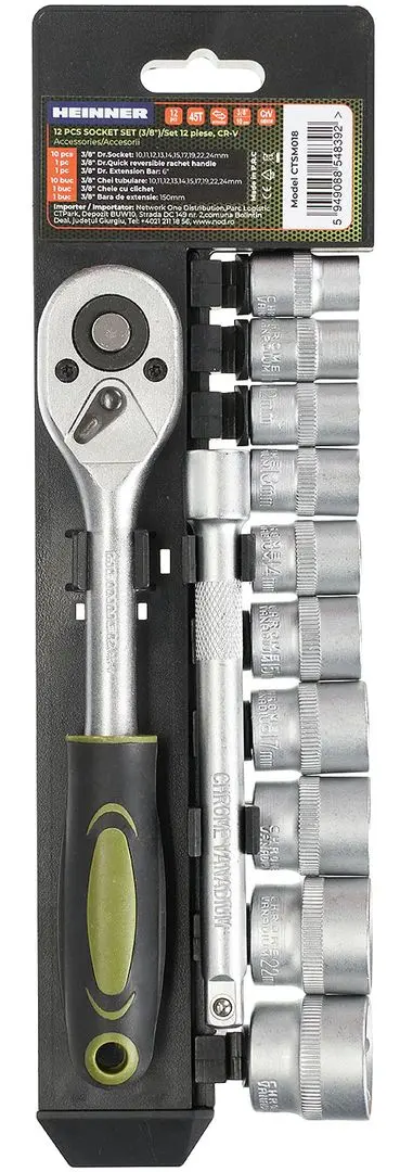 Набор ключ с трещоткой + биты Heinner CTSM018