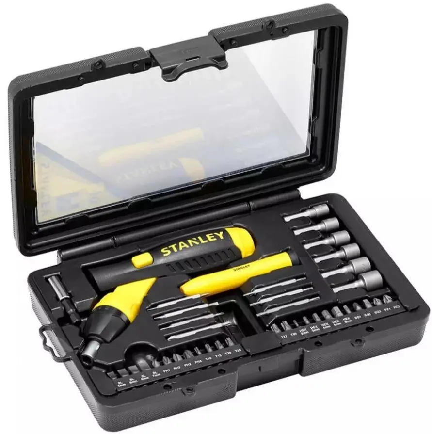 Набор бит и торцевых головок c трещеткой Stanley Pistol Grip Ratchet 38pcs