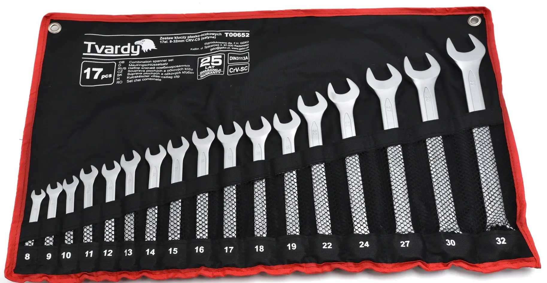 Набор комбинированных ключей Tvardy T00652