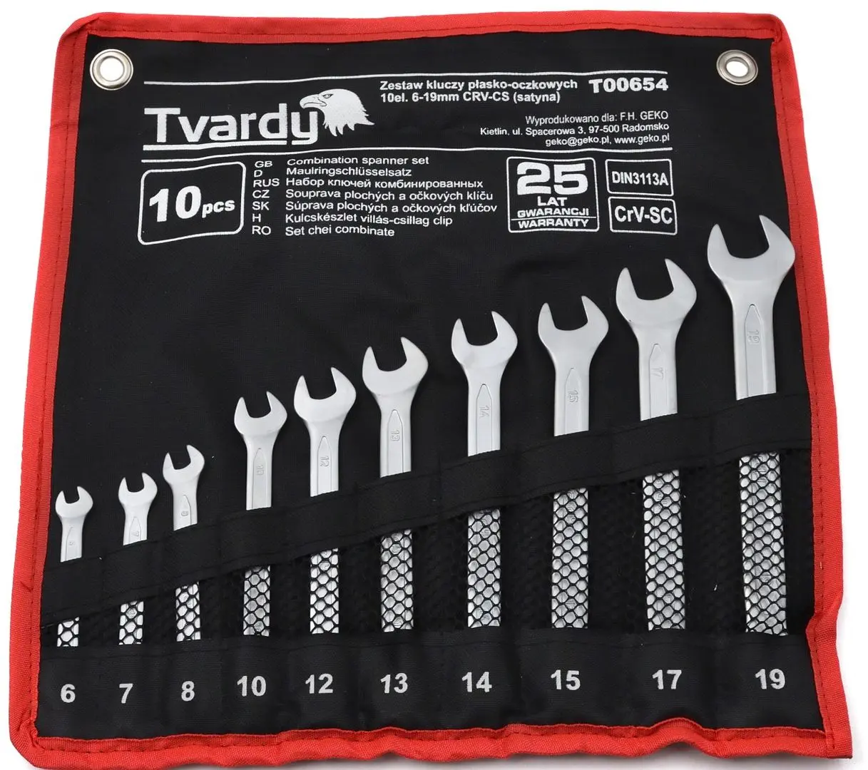 Набор комбинированных ключей Tvardy T00654