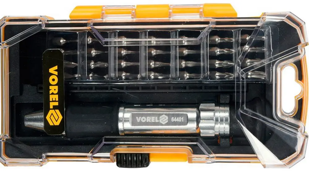Отвёртка с трещоткой/битами Vorel 64401