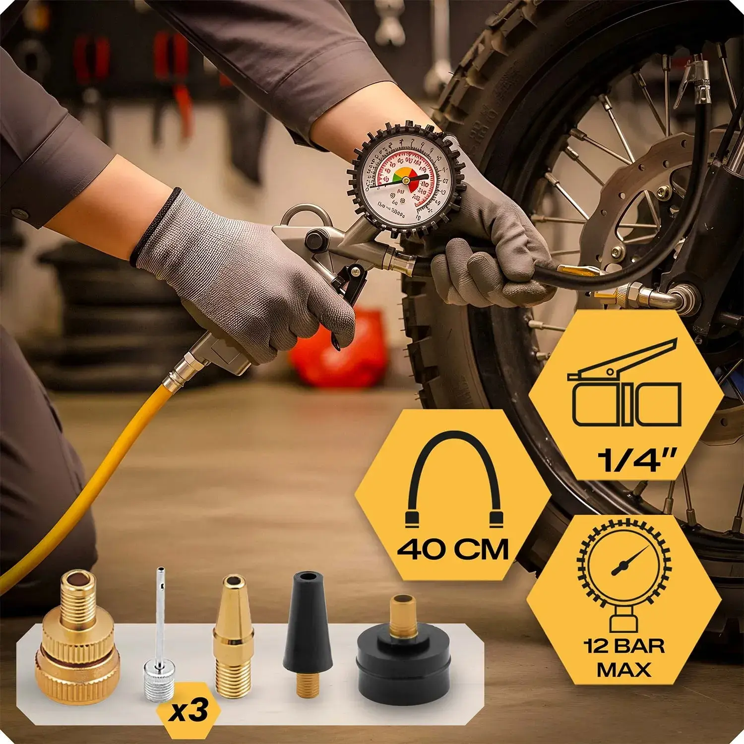 Set instrumente pneumatice Humberg HM-256 525600 (Black/Yellow) - 11