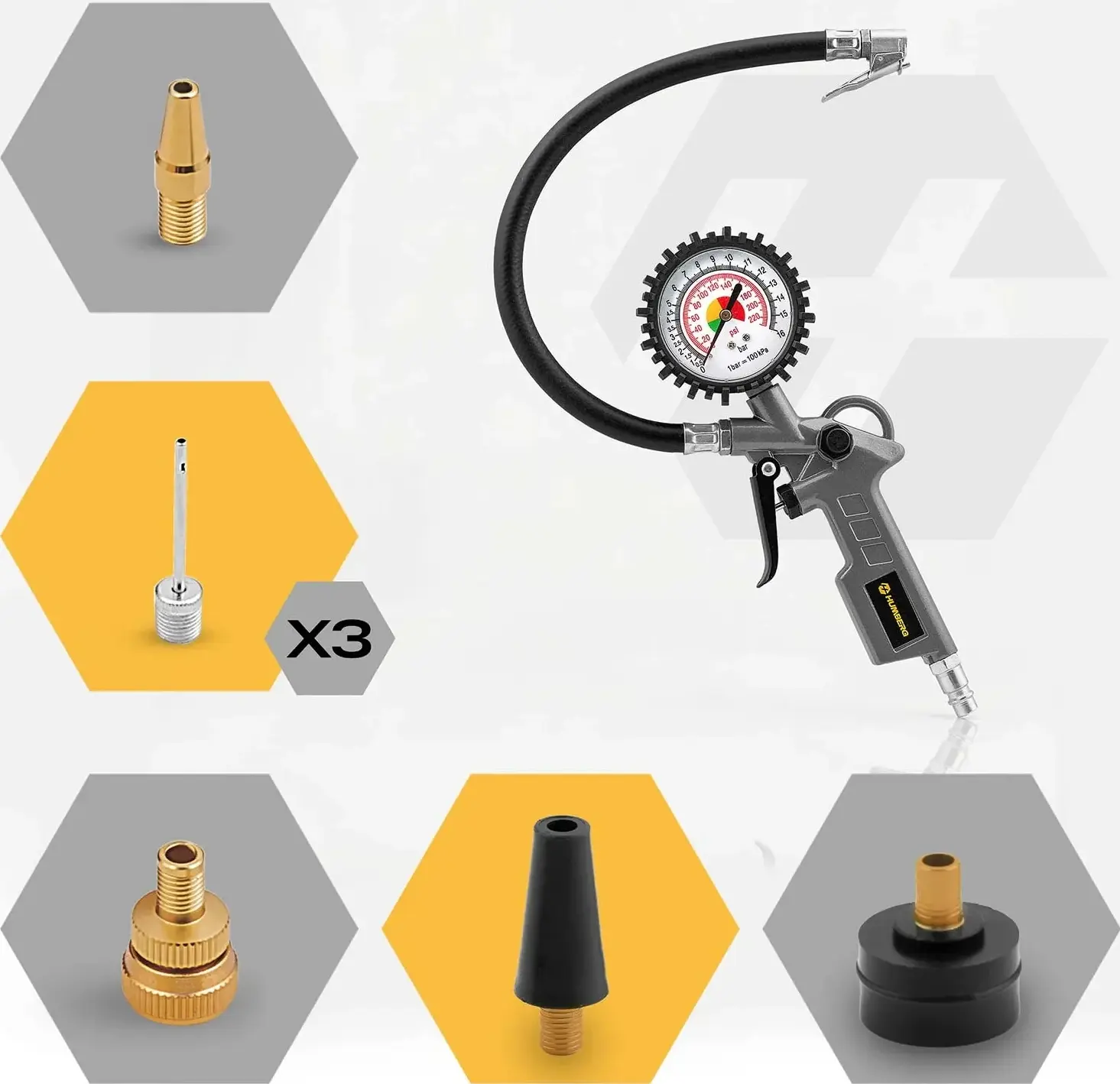 Set instrumente pneumatice Humberg HM-256 525600 (Black/Yellow) - 4