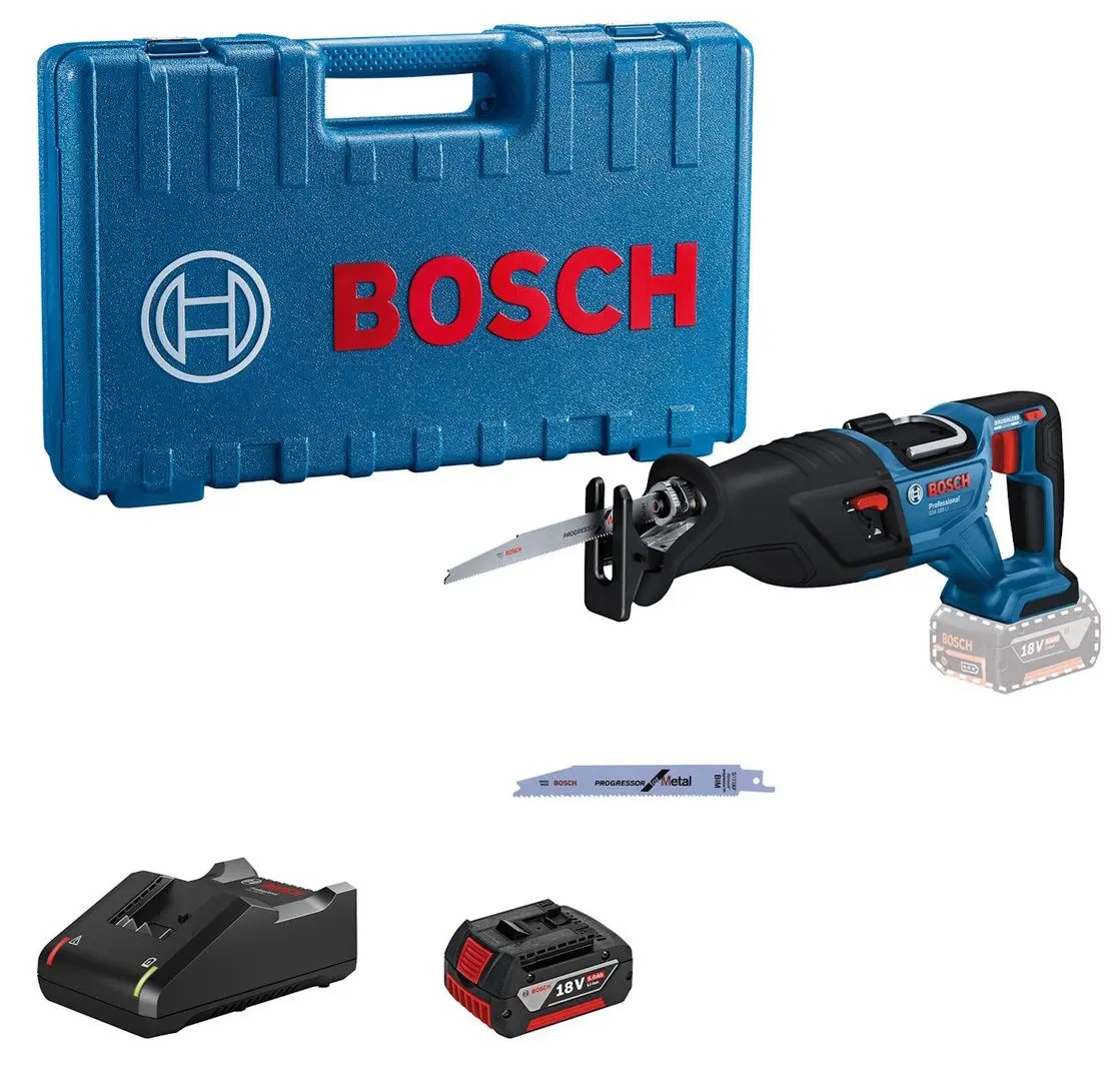 Ferestrau cu sabie cu acumulator Bosch GSA 185-LI + GBA 18V 5.0Ah + AL 18V-40