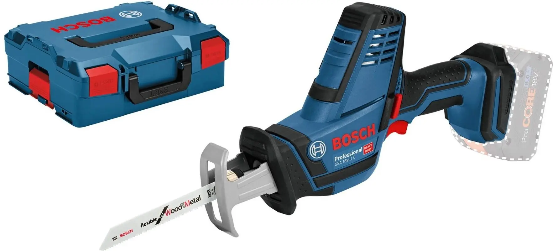 Ferastrau sabie cu acumulator Bosch Professional GSA 18V-LI + L-Boxx 136