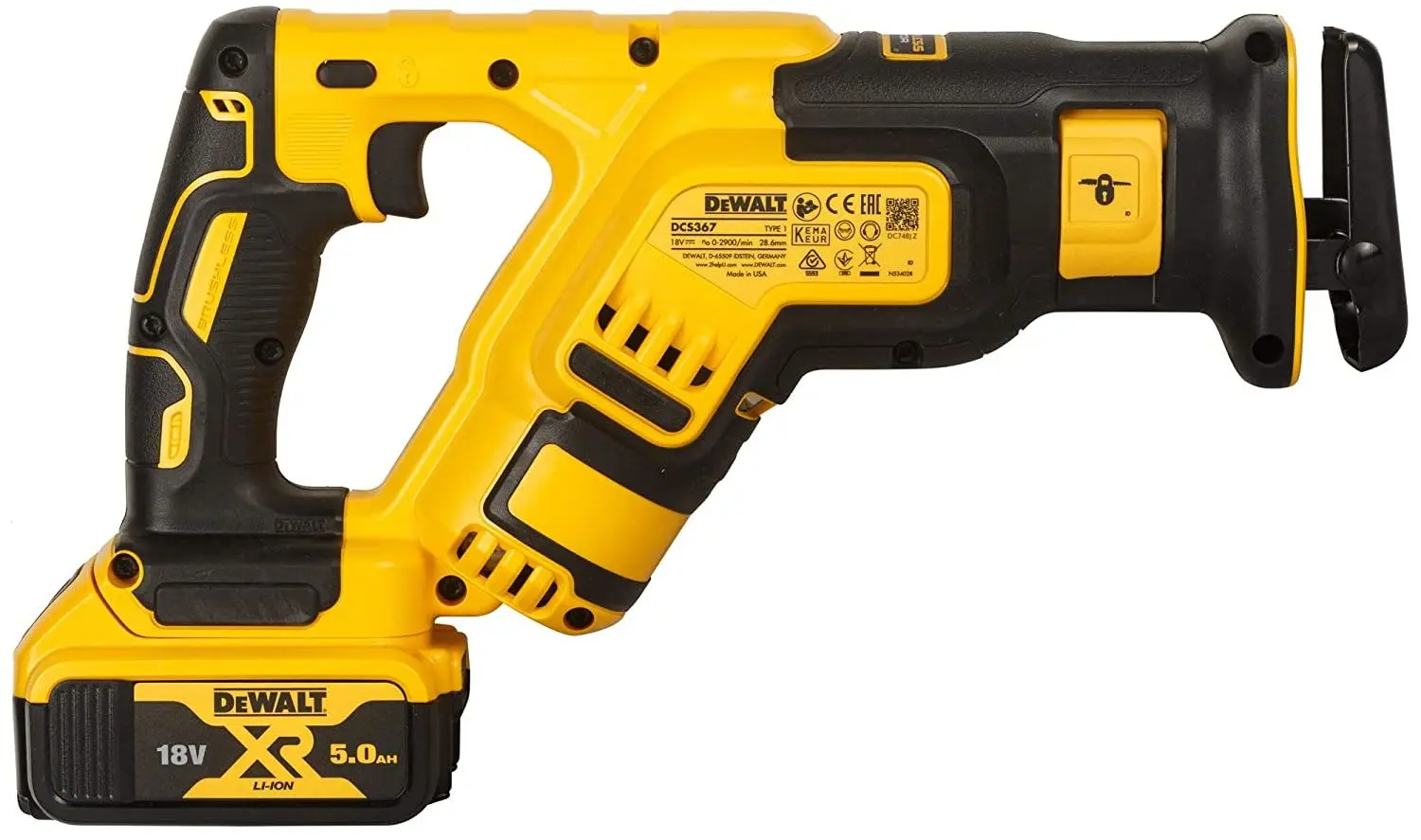 Аккумуляторная сабельная пила Dewalt DCS367P2-QW - 3