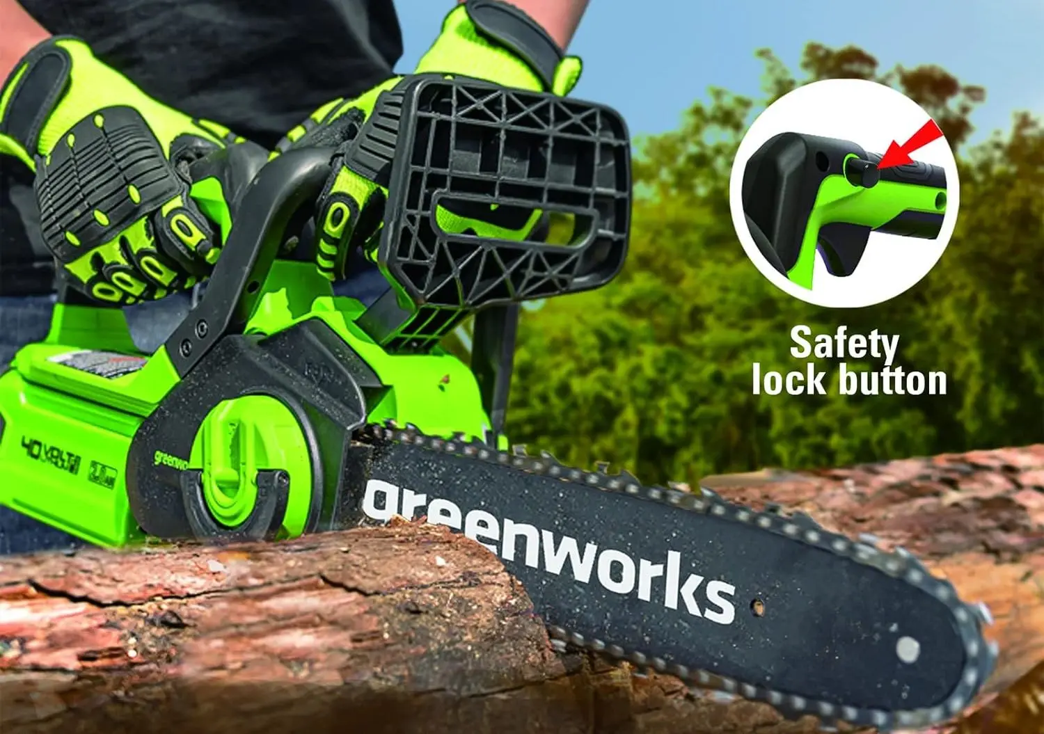 Аккумуляторная цепная пила Greenworks G40CS30II (Green/Black) - 4
