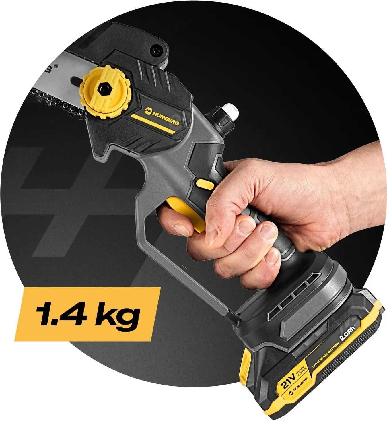 Аккумуляторная цепная пила Humberg HM-421 542100 (Yellow/Black) - 14