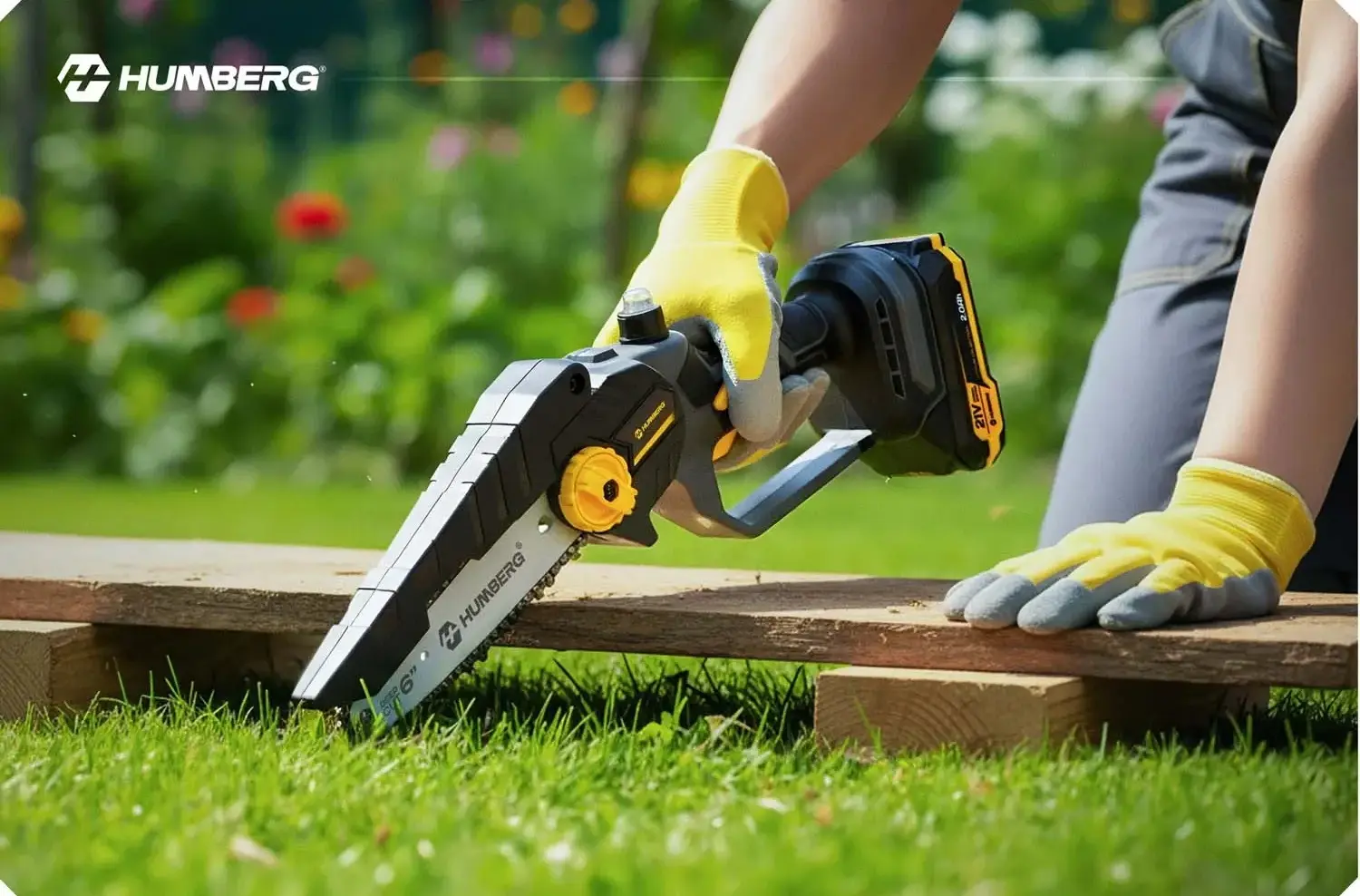 Аккумуляторная цепная пила Humberg HM-421 542100 (Yellow/Black) - 10