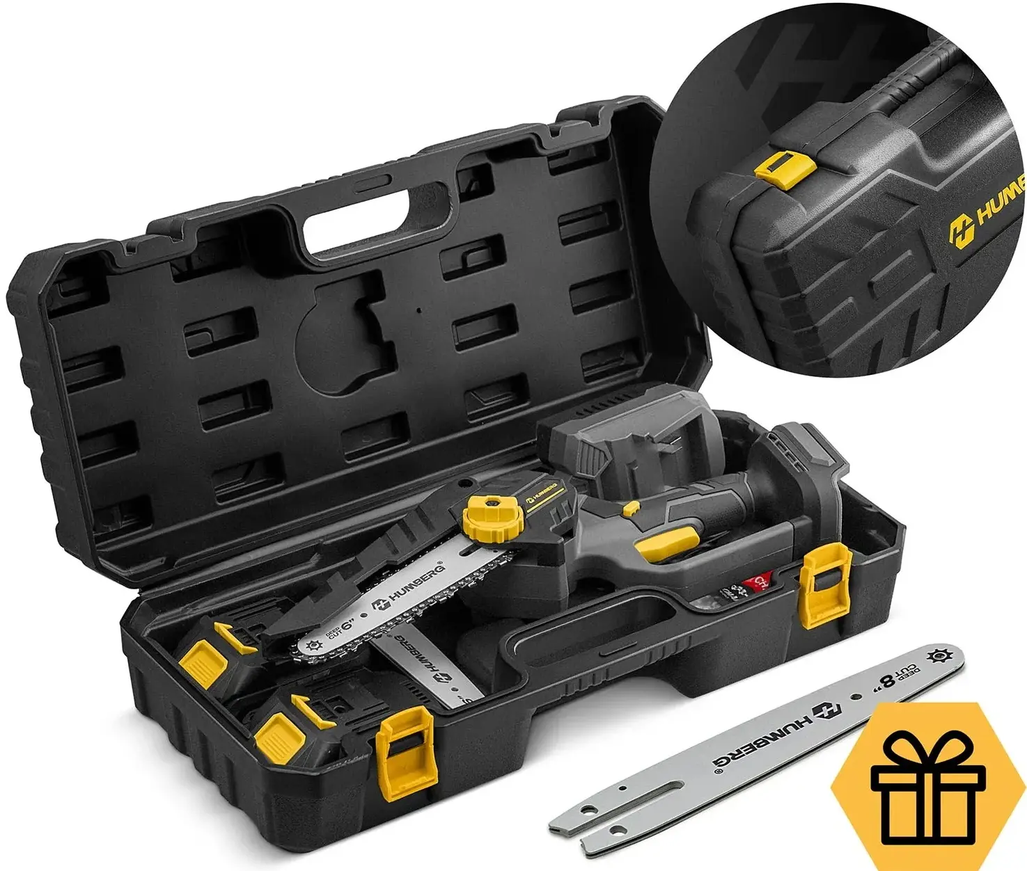 Аккумуляторная цепная пила Humberg HM-421 (Yellow/Black) - 10