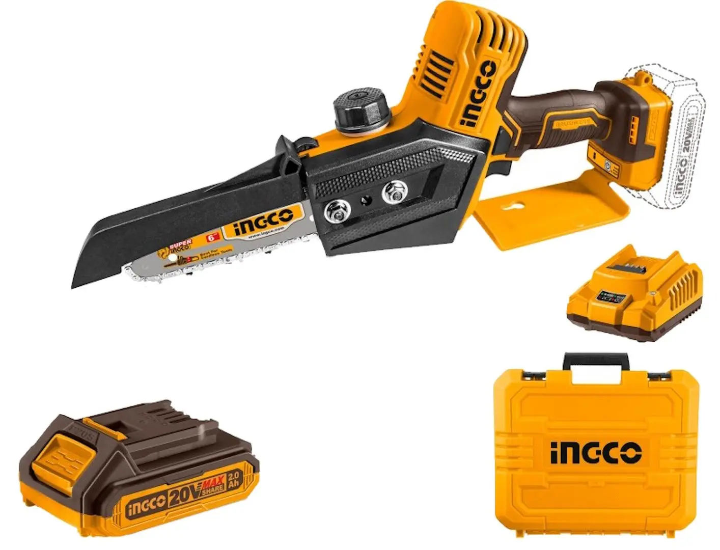 Ferestrau cu lant cu acumulator Ingco Super CGSLI20686 20V 2x20Ah