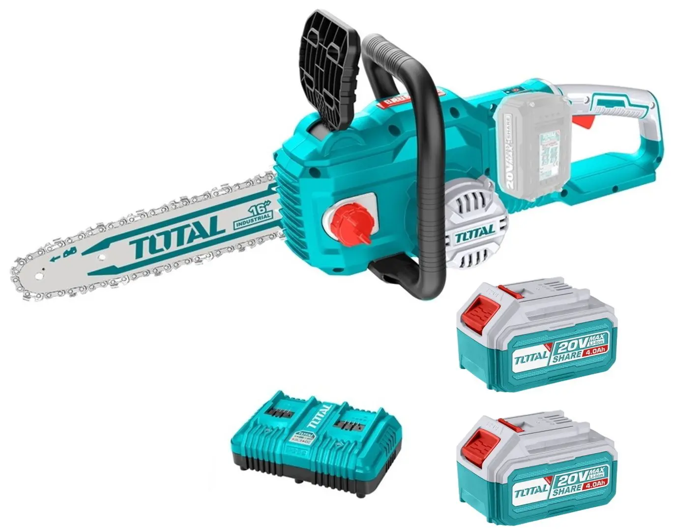 Аккумуляторная цепная пила Total TGSLI401682 + 2x4.0Ah + TCLI2034E