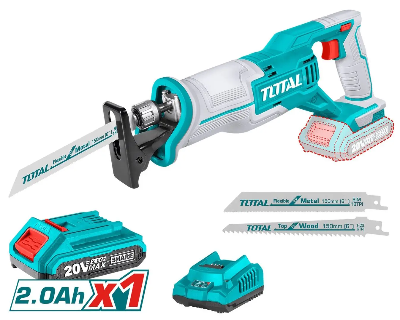 Аккумуляторная сабельная пила Total TRSLI11521