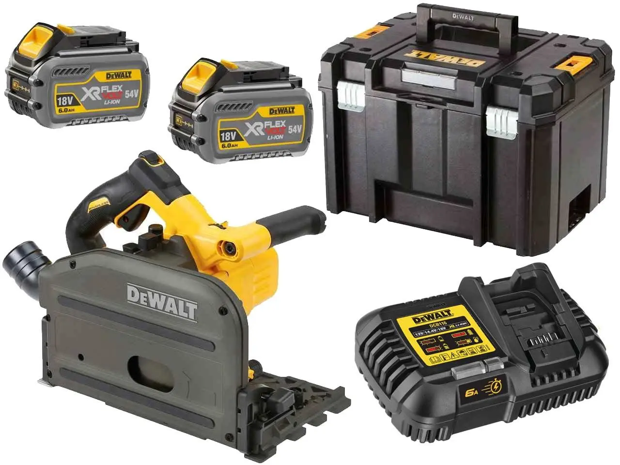 Fierastrau circular cu acumulator Dewalt DCS520T2-QW + DCB546-XJ 6Аhx2 + DCB118-QW + DWST1-71195