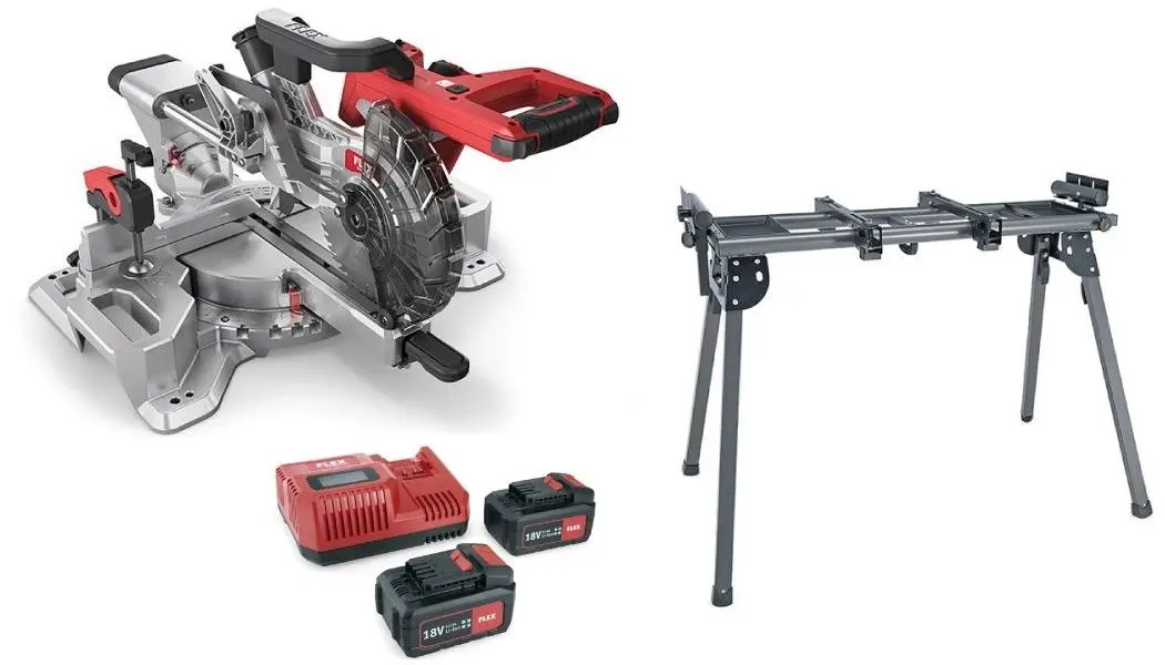 Аккумуляторная торцовочная пила Flex SMS 190 18.0-EC/5.0 + WB 110-260 + AP 5.0Ahx2
