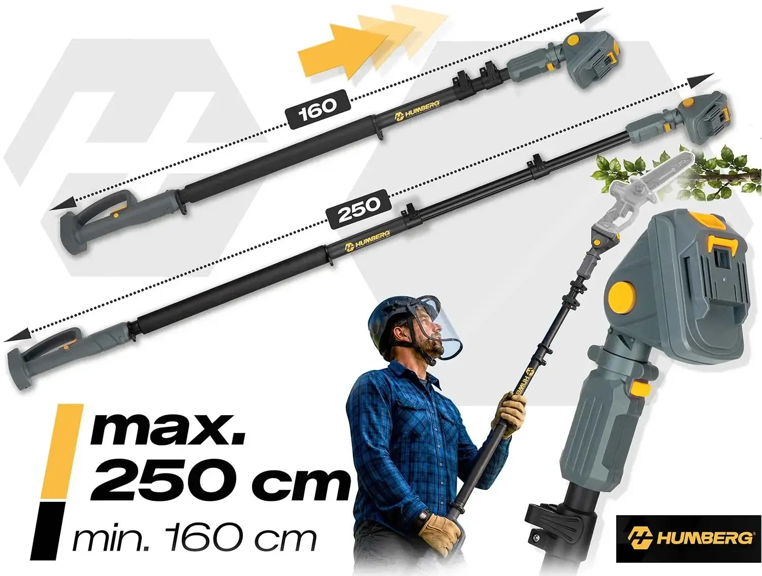 Tijă telescopică pentru mini-ferăstrău Humberg HM-422 542200 (Black/Grey) - 2