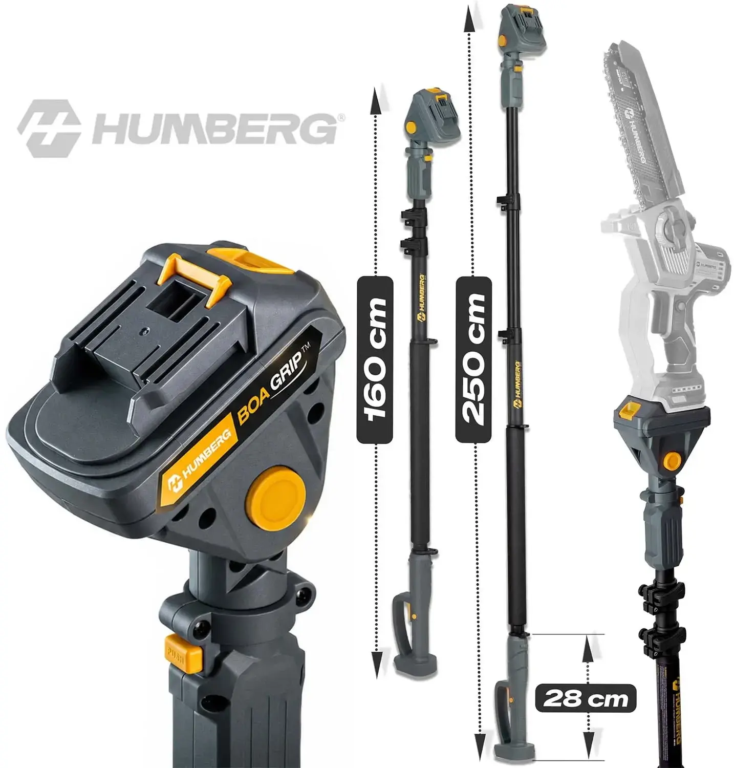 Tijă telescopică pentru mini-ferăstrău Humberg HM-422 542200 (Black/Grey) - 7