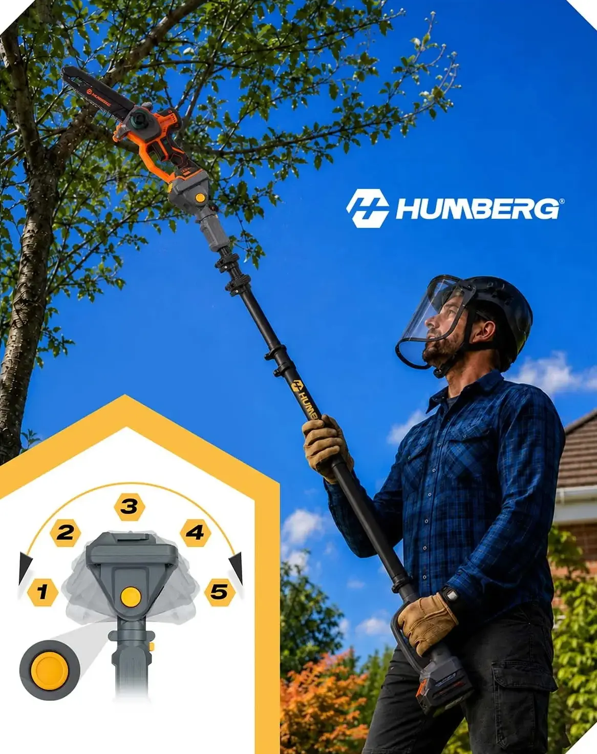 Tijă telescopică pentru mini-ferăstrău Humberg HM-422 542200 (Black/Grey) - 8