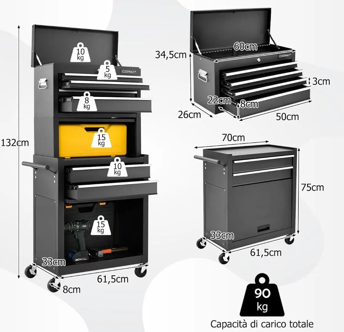 Тележка для инструментов Costway TL35690BK (Black)