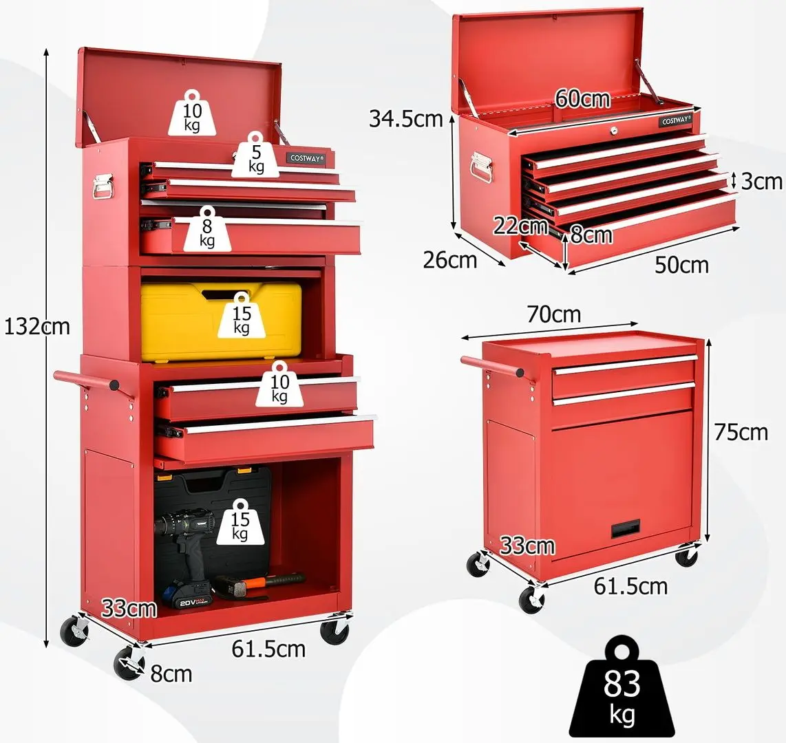 Carucior pentru scule Costway TL35690RE (Red)