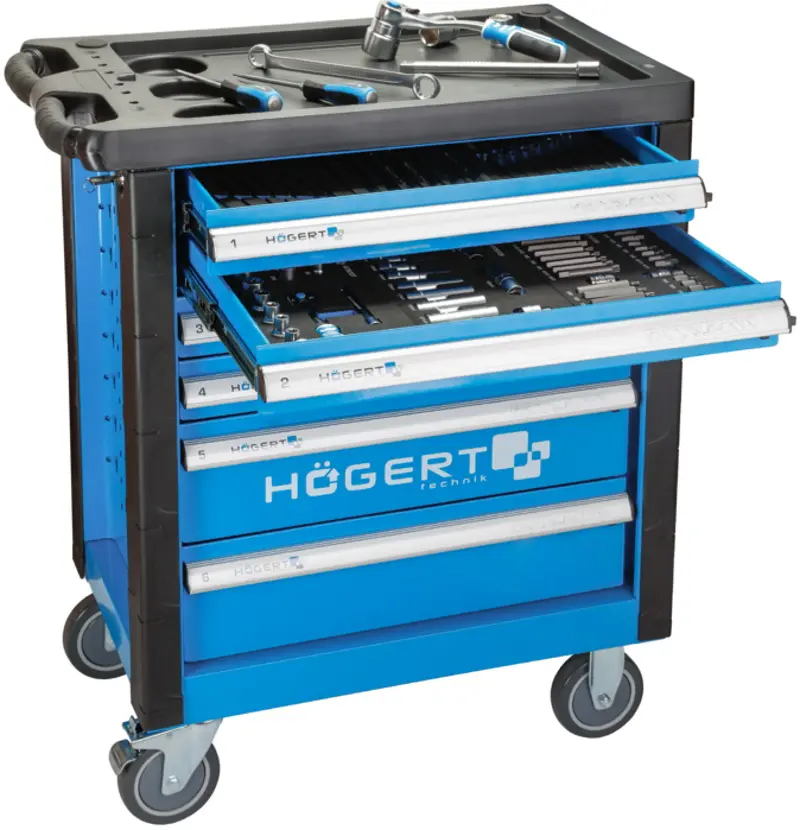 Тележка инструментальная Hoegert HT7G046 (Black/Blue) - 3