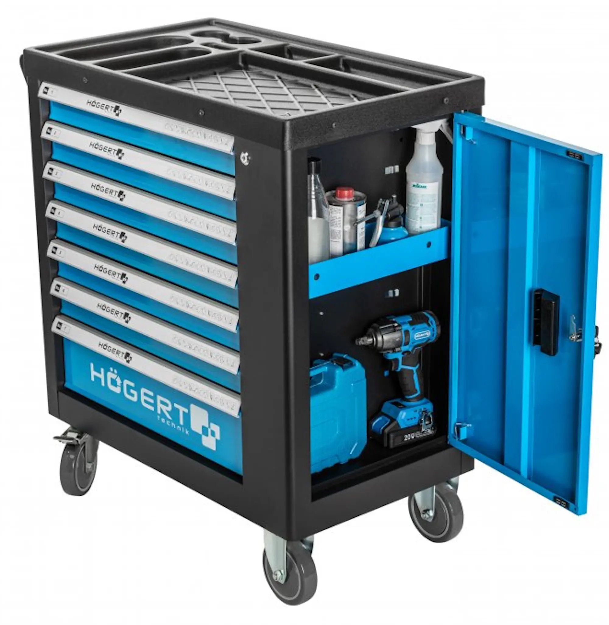 Carucior pentru scule Hoegert HT7G050 (Black/Blue)