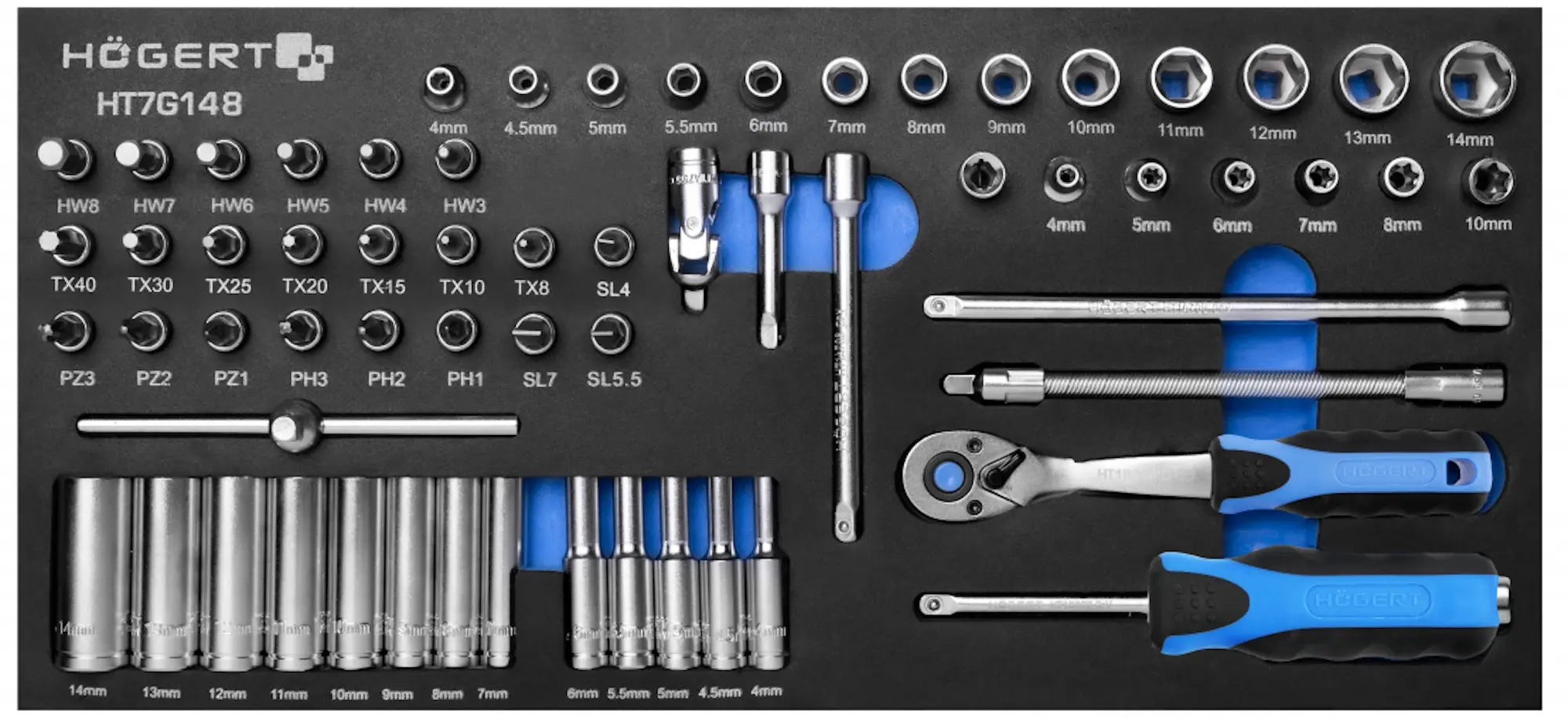 Carucior pentru scule Hoegert HT7G050 (Black/Blue)