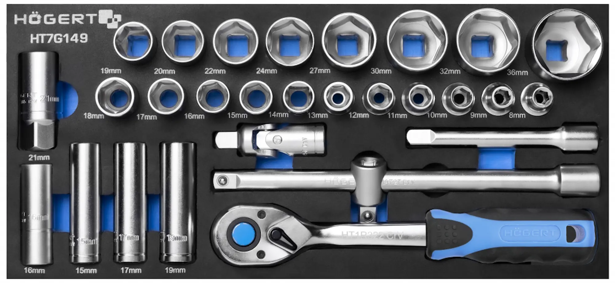 Carucior pentru scule Hoegert HT7G050 (Black/Blue)