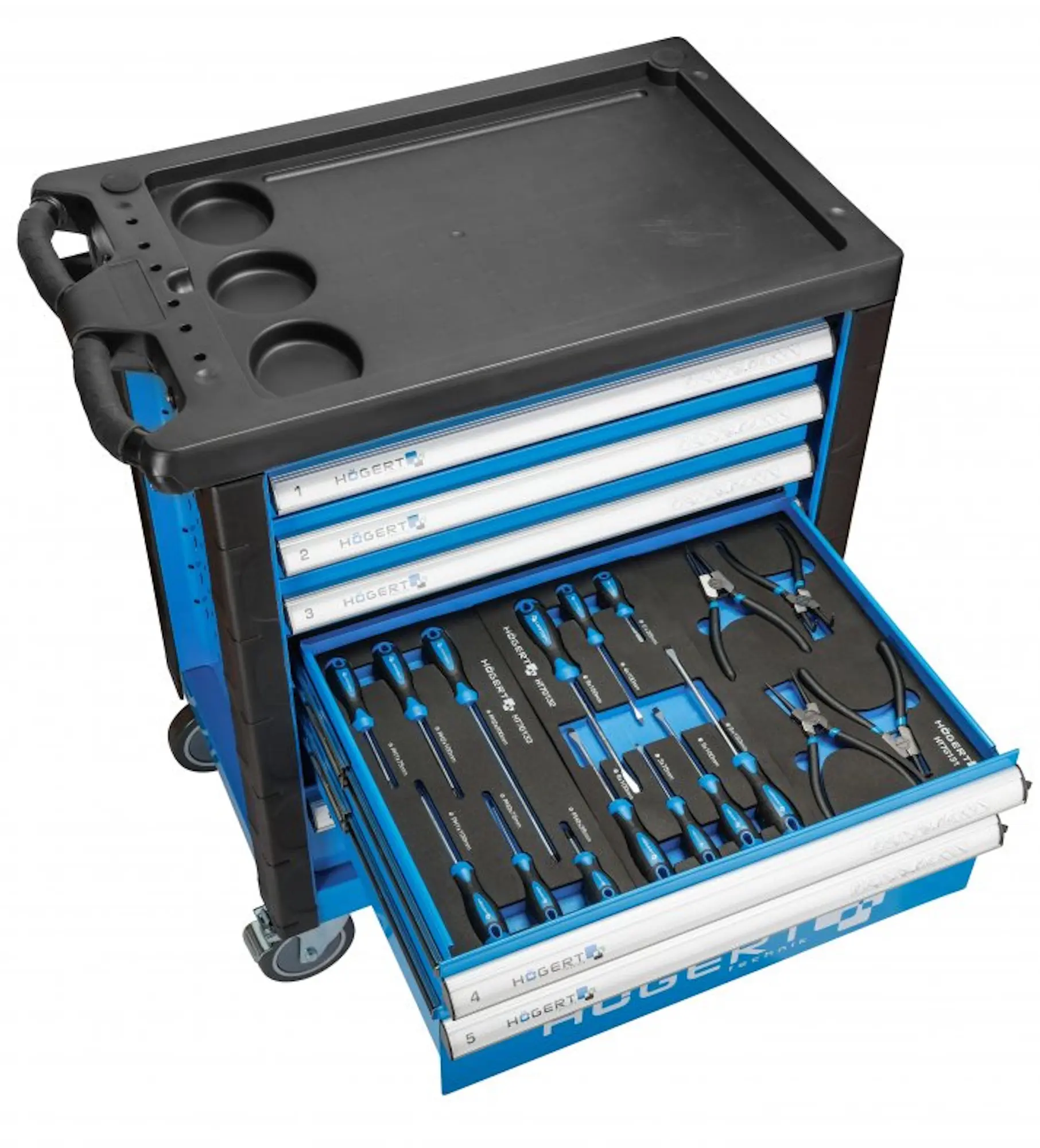 Carucior pentru scule Hoegert HT7G056 (Black/Blue)