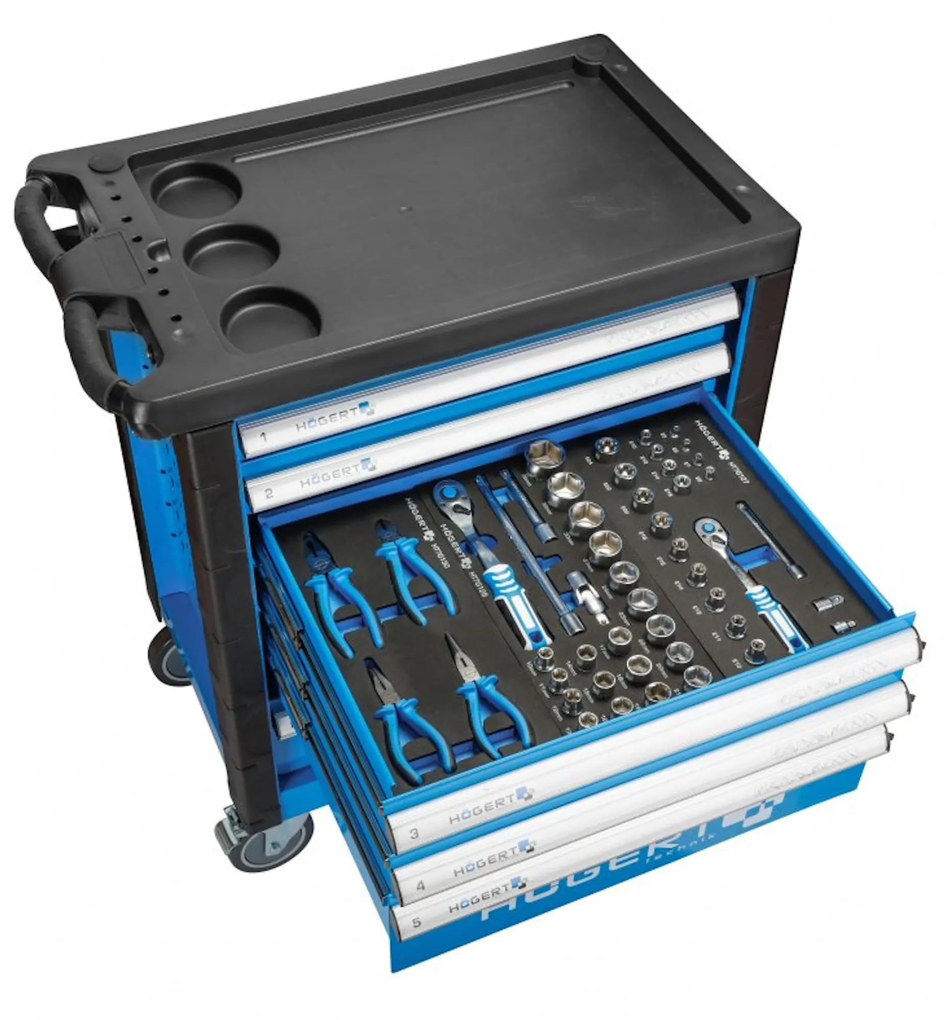 Carucior pentru scule Hoegert HT7G056 (Black/Blue)