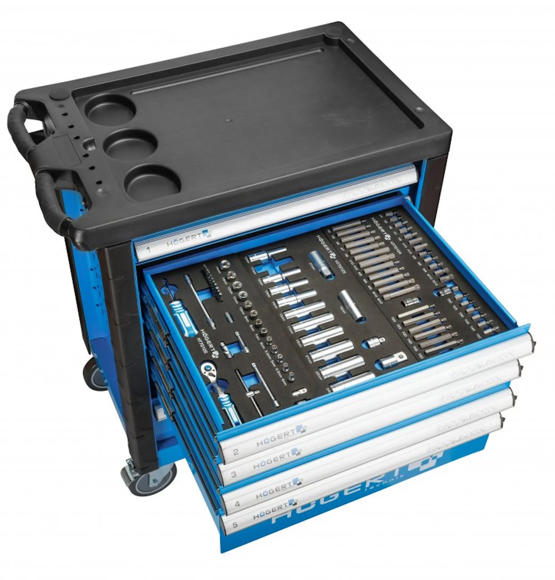 Carucior pentru scule Hoegert HT7G056 (Black/Blue)