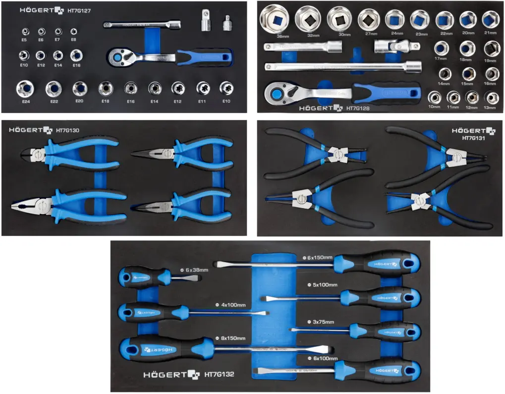 Carucior pentru scule Hoegert HT7G058 (Black/Blue) - 6