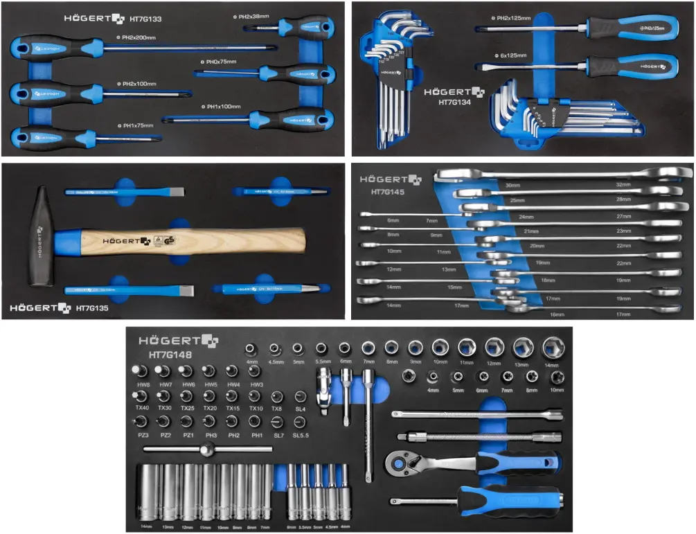 Carucior pentru scule Hoegert HT7G058 (Black/Blue) - 7