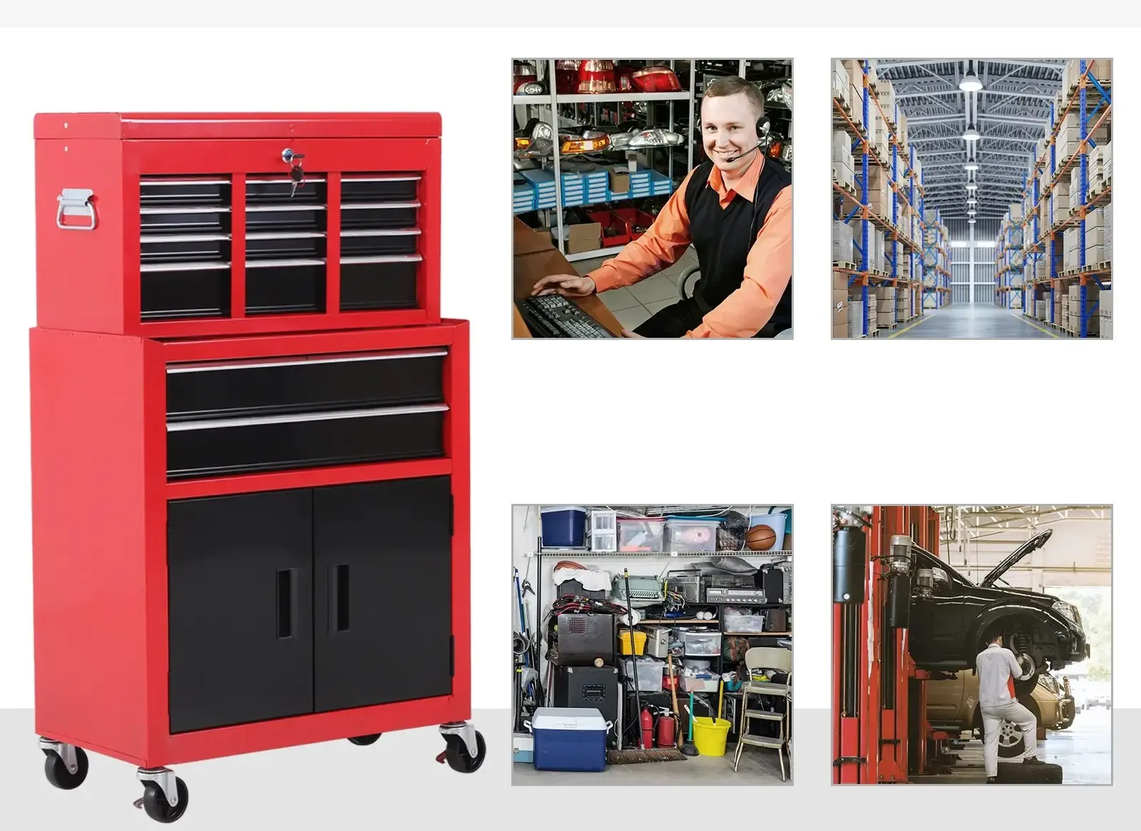 Dulap pentru instrumente Homcom E2-0007 (Red/Black) - 7