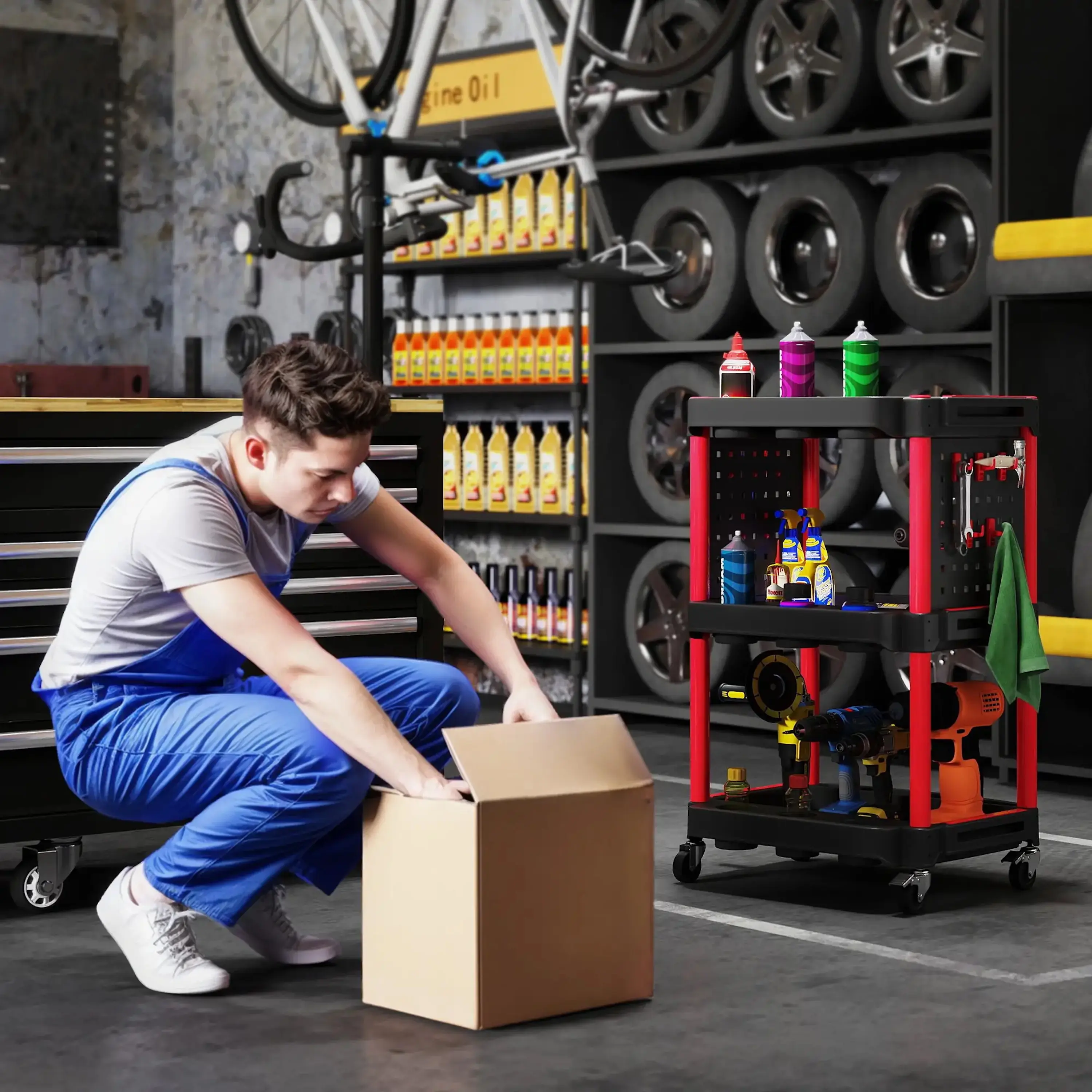 Тележка для инструментов Homcom B20-115V00RD (Red/Black) - 6