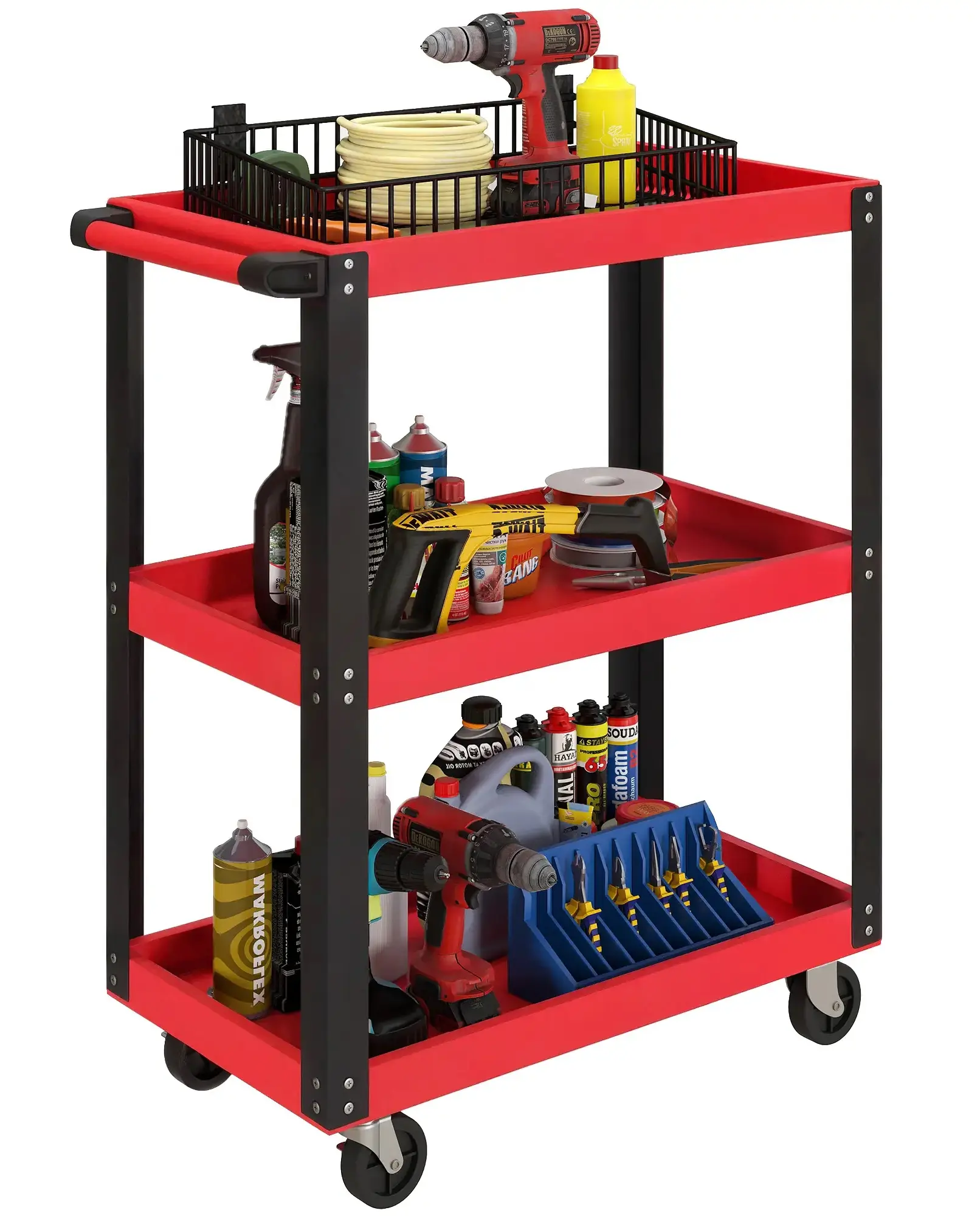 Carucior pentru scule Homcom B20-121V00RD (Red/Black) - 3