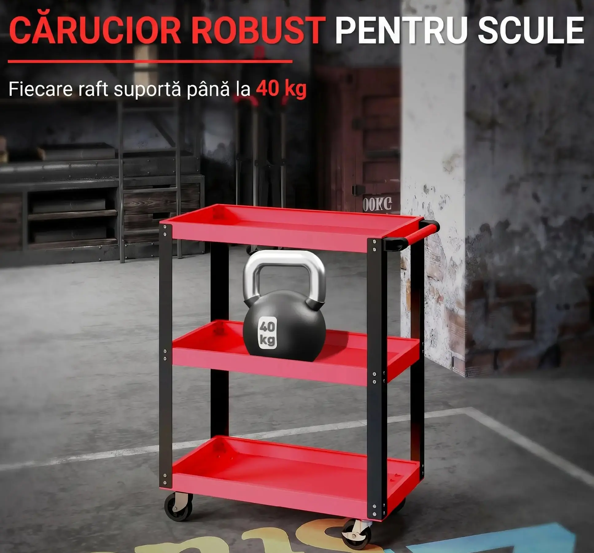 Carucior pentru scule Homcom B20-121V00RD (Red/Black) - 5